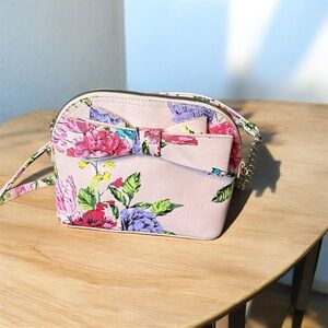 Betsey Johnson Pink Floral Crossbody Bag with Bow